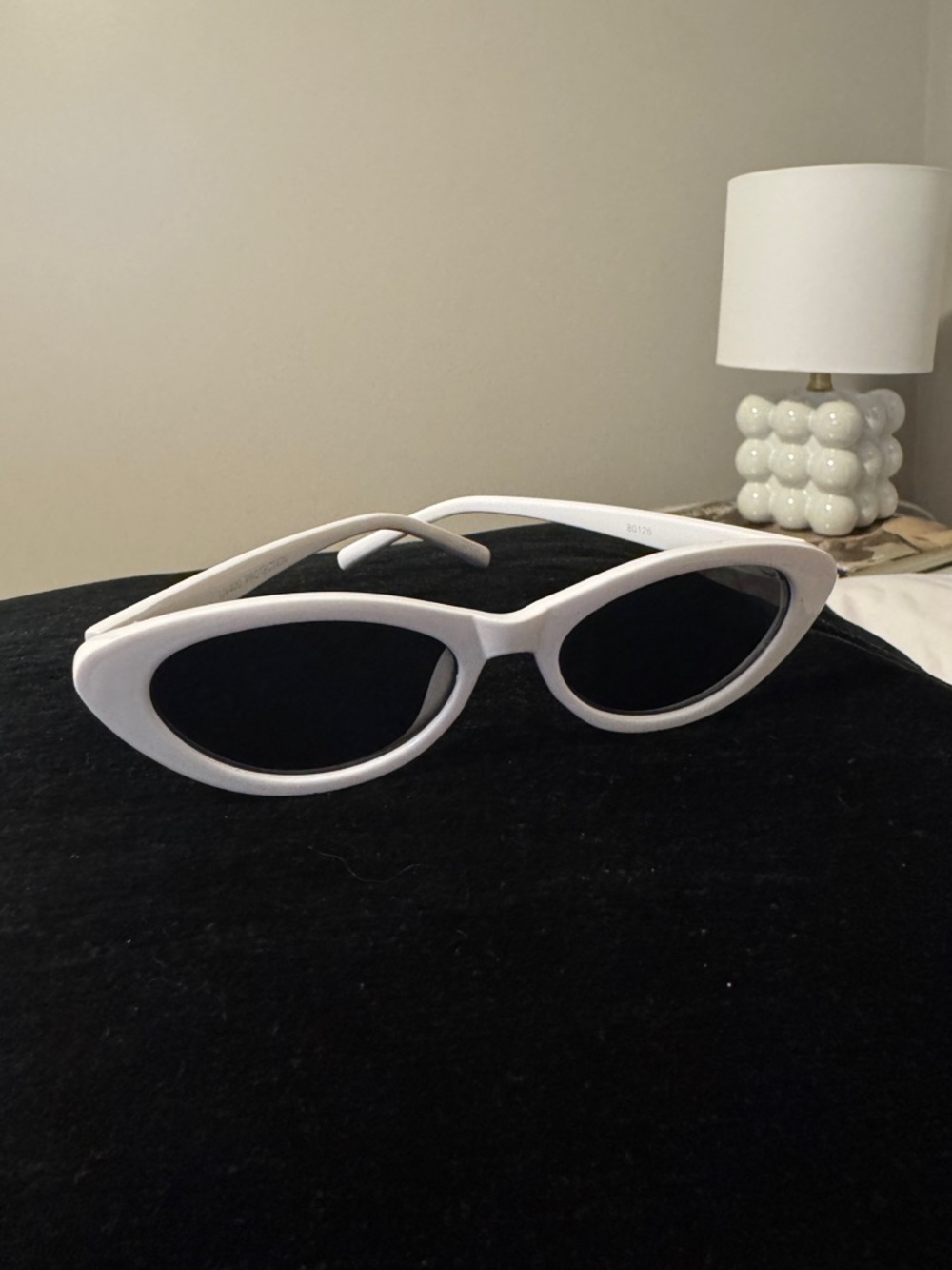 Revolve White Cat Eye Sunglasses with Black Lenses